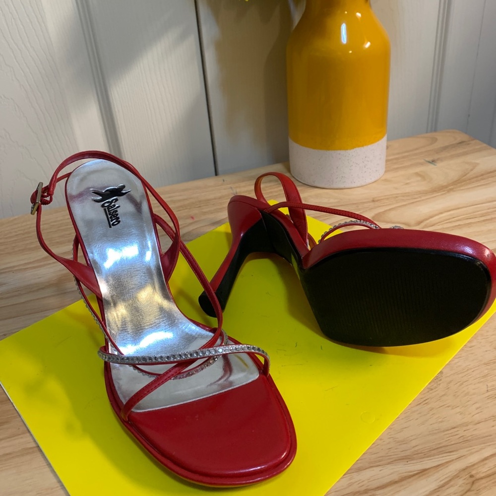 Salsero Red with Rhinestone Heels - Picture 8 of 8